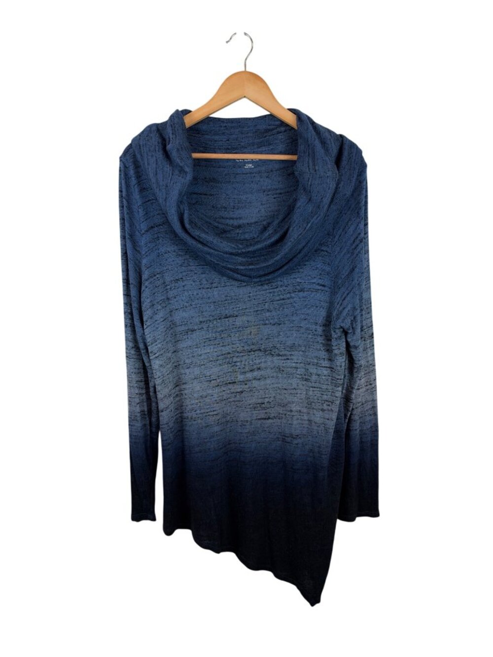 Soft Surroundings Womens Cowl Neck Gradient Blue Long Sleeve Tunic Sweater XL